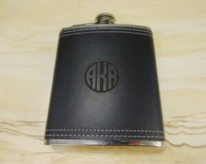 Black leather hip flask - 7 oz.